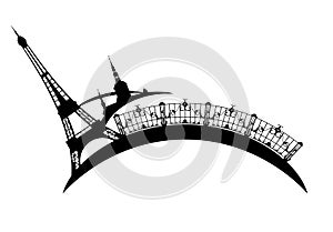 Eiffel tower and Paris city sights vector design