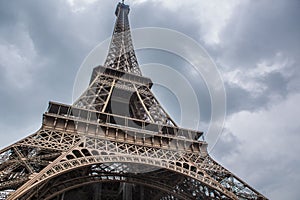 Eiffel Tower in Paris in a cloudy day