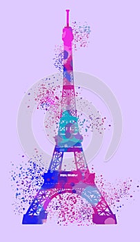 Eiffel tower in paris on colored sky