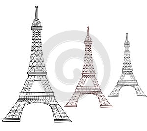 Eiffel tower Paris france. Landmark vector architecture black illustration. Travel tourism europe art construction