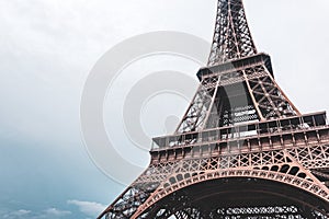 Eiffel Tower in Paris, France on a sunny day