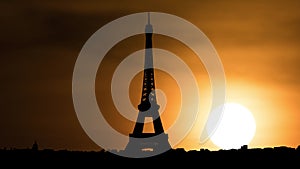 The Eiffel Tower of Paris, France, sunset