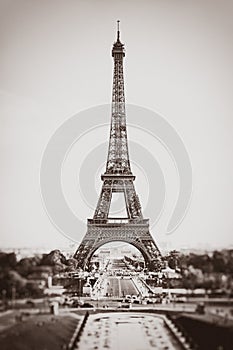 Eiffel Tower in Paris, France. Vintage, retro style