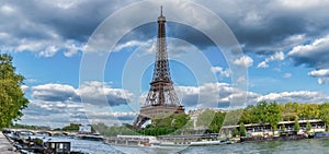 Eiffel Tower Paris Landscape: River Seine Spring Scene