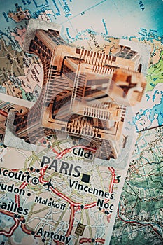 Eiffel Tower on the Paris map