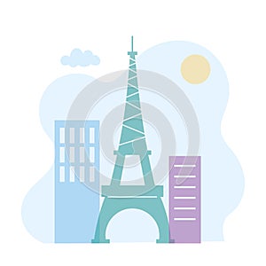 Eiffel tower in paris skyline architecture urban city scene