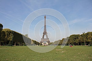 Eiffel Tower of Paris in a sunny day