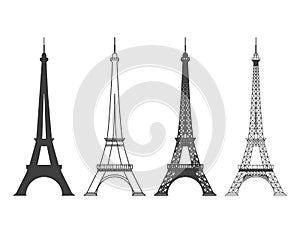 Eiffel Tower in Paris Vector Silhouette
