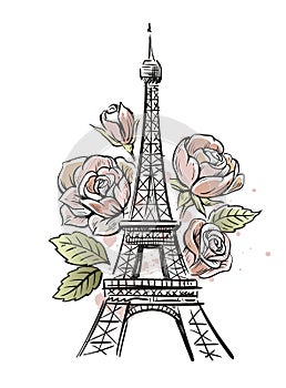 Eiffel tower and roses