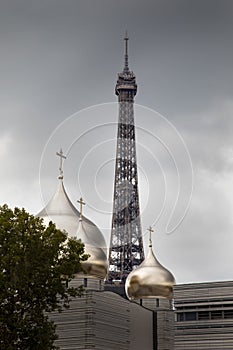 The Eiffel tower and the russian orthodox cathedral