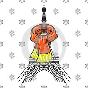 Eiffel tower in scarf