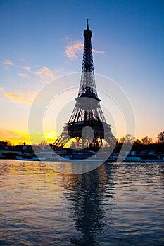 Eiffel tower and Seine in Paris