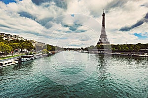 Eiffel Tower and Seine River in Paris