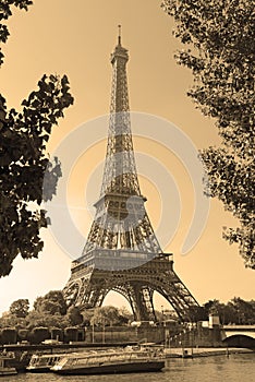 Eiffel Tower with sepia filter, Paris France