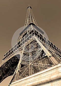 Eiffel Tower with sepia filter, Paris France