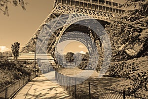 Eiffel Tower with sepia filter, Paris France