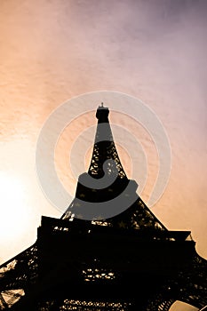 Eiffel Tower silhouette in Paris France
