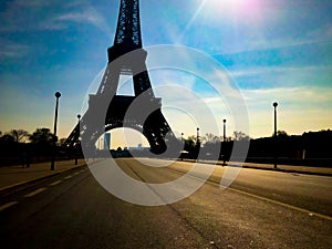 Eiffel Tower silhouette and the rooftops of Paris (Paris,France)