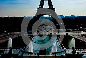 Eiffel Tower silhouette and the rooftops of Paris (Paris,France)