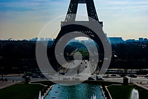 Eiffel Tower silhouette and the rooftops of Paris (Paris,France)