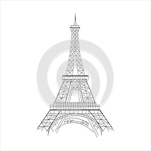 Eiffel Tower sketch in black and white