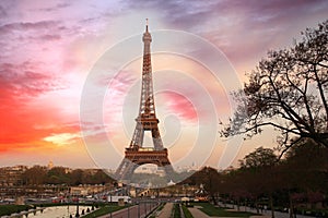 Eiffel Tower in spring morning, Paris, France