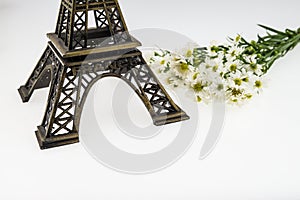 Eiffel Tower Statue with White cutter flower