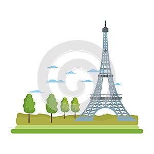 Eiffel tower structure and cute trees