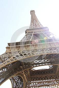 Eiffel Tower with sun reflection