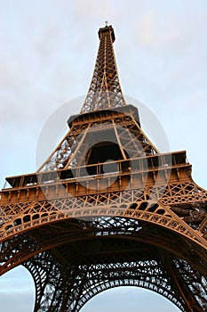 Eiffel Tower at sunset.