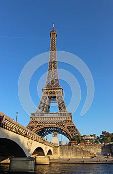 Eiffel Tower at sunset in Paris