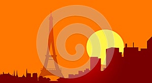 Eiffel tower at sunset-vector