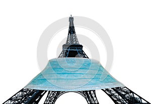 Eiffel tower with surgical mask