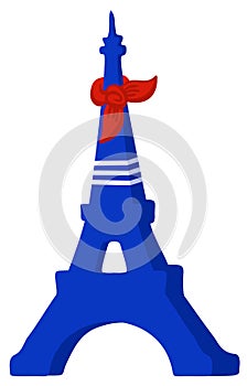 Eiffel tower. Symbol of France. Vector isolated illustration in colors of french flag