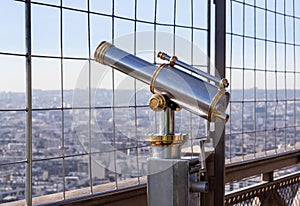 Eiffel Tower telescope overlooking for Paris