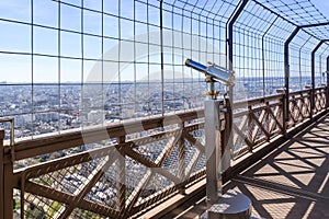 Eiffel Tower telescope overlooking for Paris