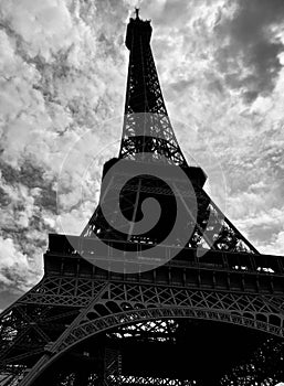 Eiffel Tower under the clouds