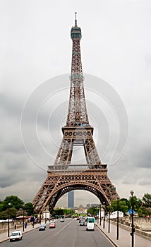 Eiffel Tower Under a Stormy Sky