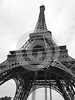 Eiffel Tower Vertical angle in Black and White