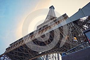 Eiffel tower view from below the tower.