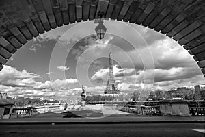 Eiffel tower view from Bir Hakeim bridge, Paris