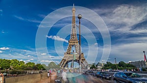 Eiffel Tower view from the Bridge of Jena timelapse hyperlapse, Paris, France photo