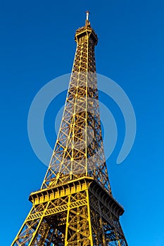 Eiffel Tower view from Champ de Mars. Paris, France, Winter