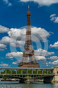 The Eiffel Tower is a wrought-iron lattice tower on the Champ de Mars in Paris