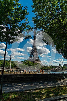 The Eiffel Tower is a wrought-iron lattice tower on the Champ de Mars in Paris