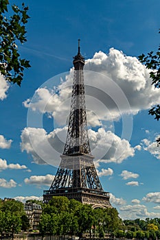 The Eiffel Tower is a wrought-iron lattice tower on the Champ de Mars in Paris