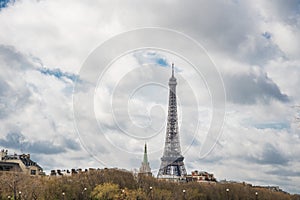 The Eiffel Tower is a wrought-iron lattice tower on the Champ de Mars in Paris