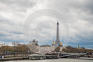 The Eiffel Tower is a wrought-iron lattice tower on the Champ de Mars in Paris