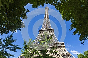 The Eiffel Tower, a wrought-iron lattice tower on the Champ de Mars in Paris, France