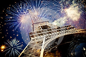 Eiffel tower & x28;Paris, France& x29; with fireworks